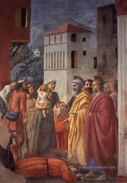  art Art - La distribution des aumônes et la mort d’Ananias Christianisme Quattrocento Renaissance Masaccio